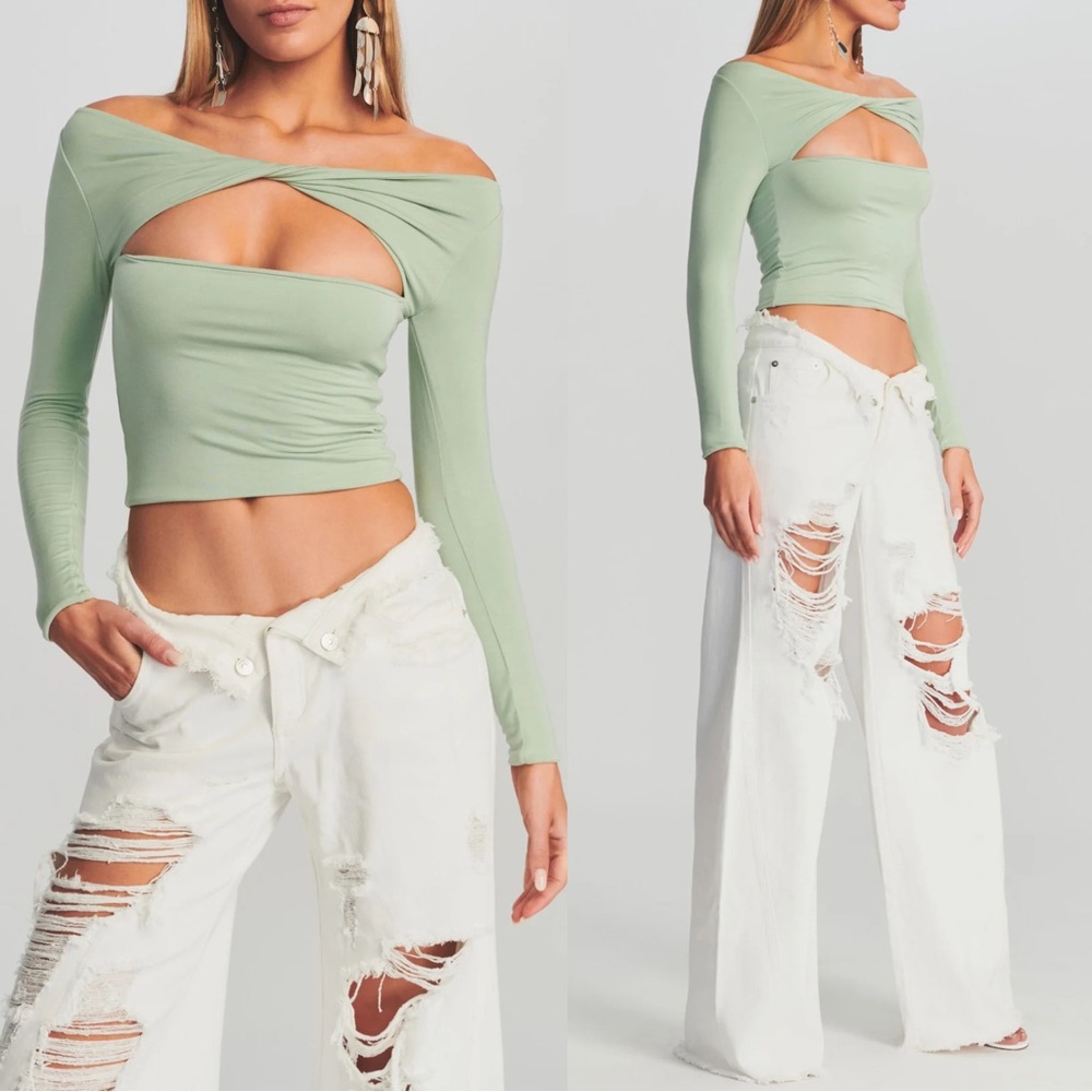 NWT Ser.oya Artemis Long Sleeve Twist Crop Top Large